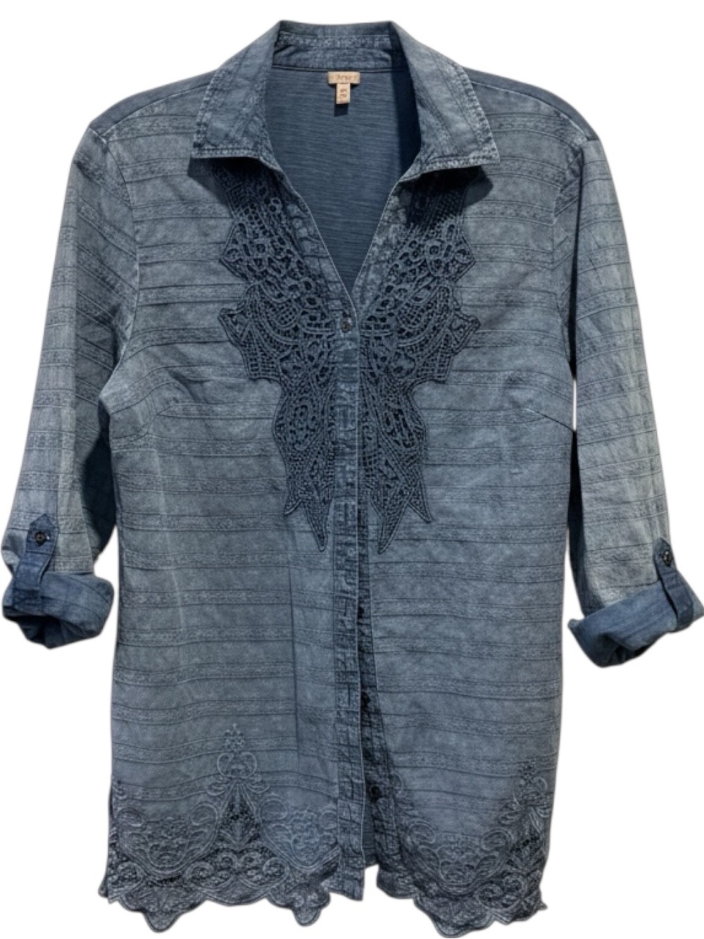Reba McEntire Chambray Blue Denim Size Medium Soft Western Shirt